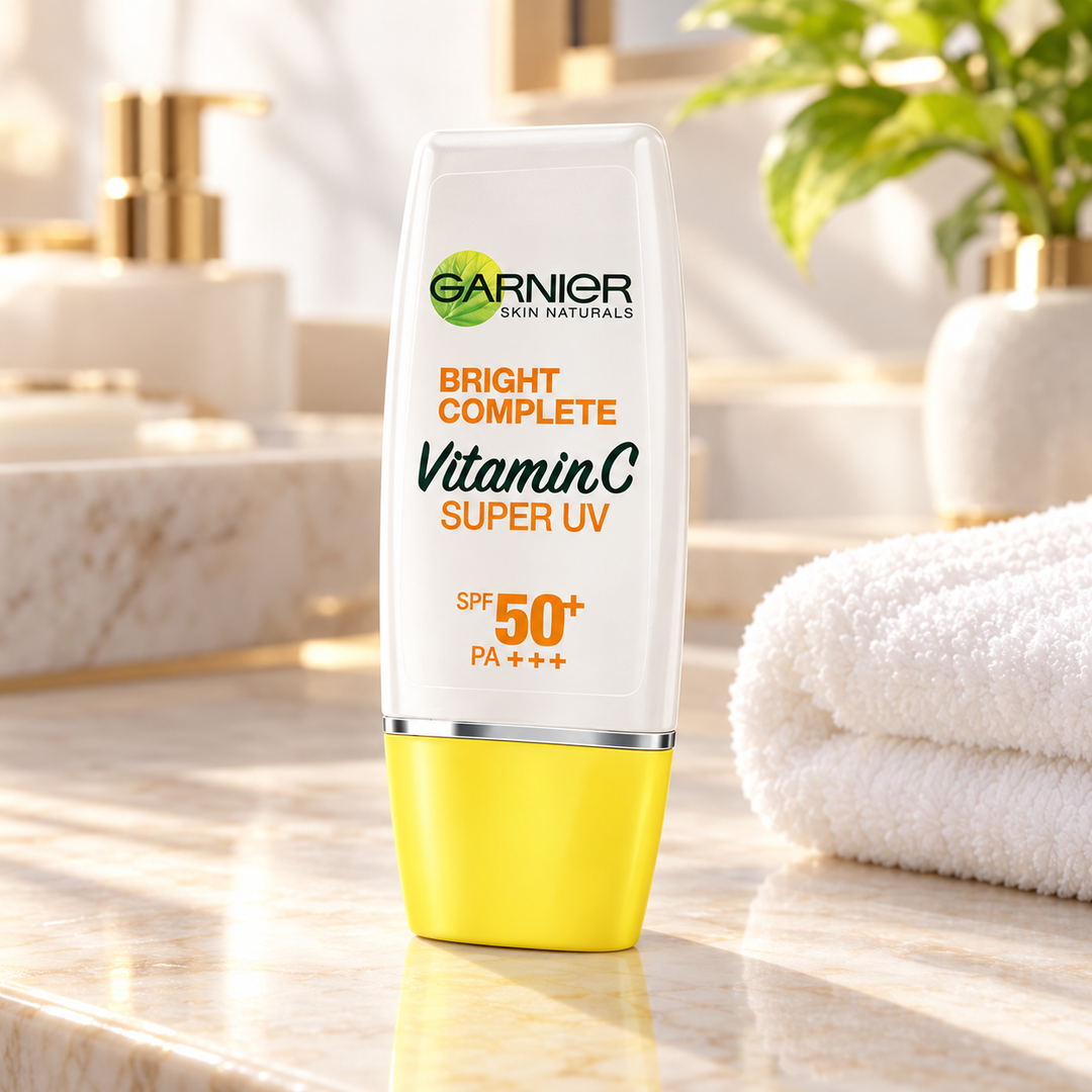 Garnier Bright Complete Super UV Sunscreen Natural SPF50+ PA+++ 30 ml — lifestyle view