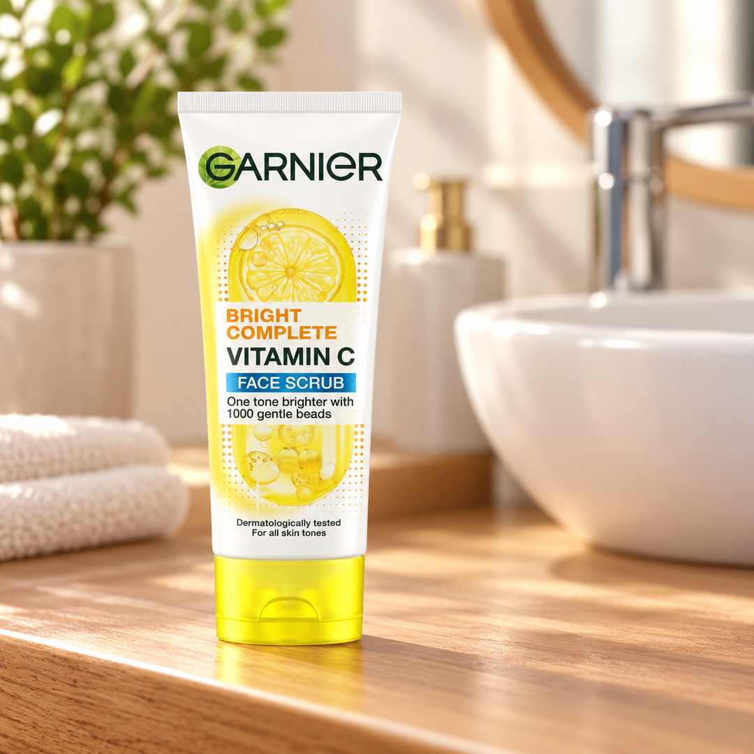 Garnier Bright Complete Vitamin C Foam Scrub 100 ml — lifestyle view