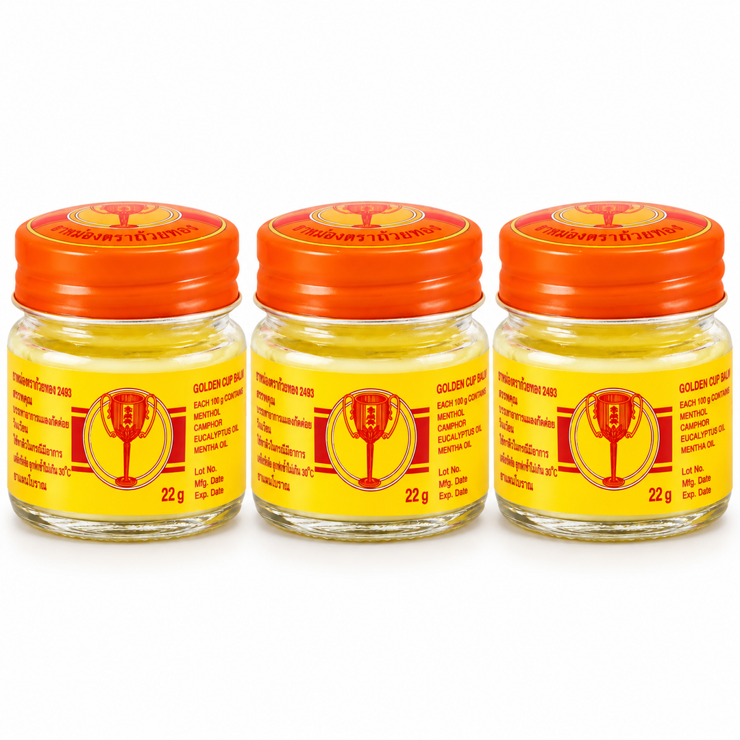 Golden Cup Balm 22 g — Pack of 3 — exact sold quantity on white