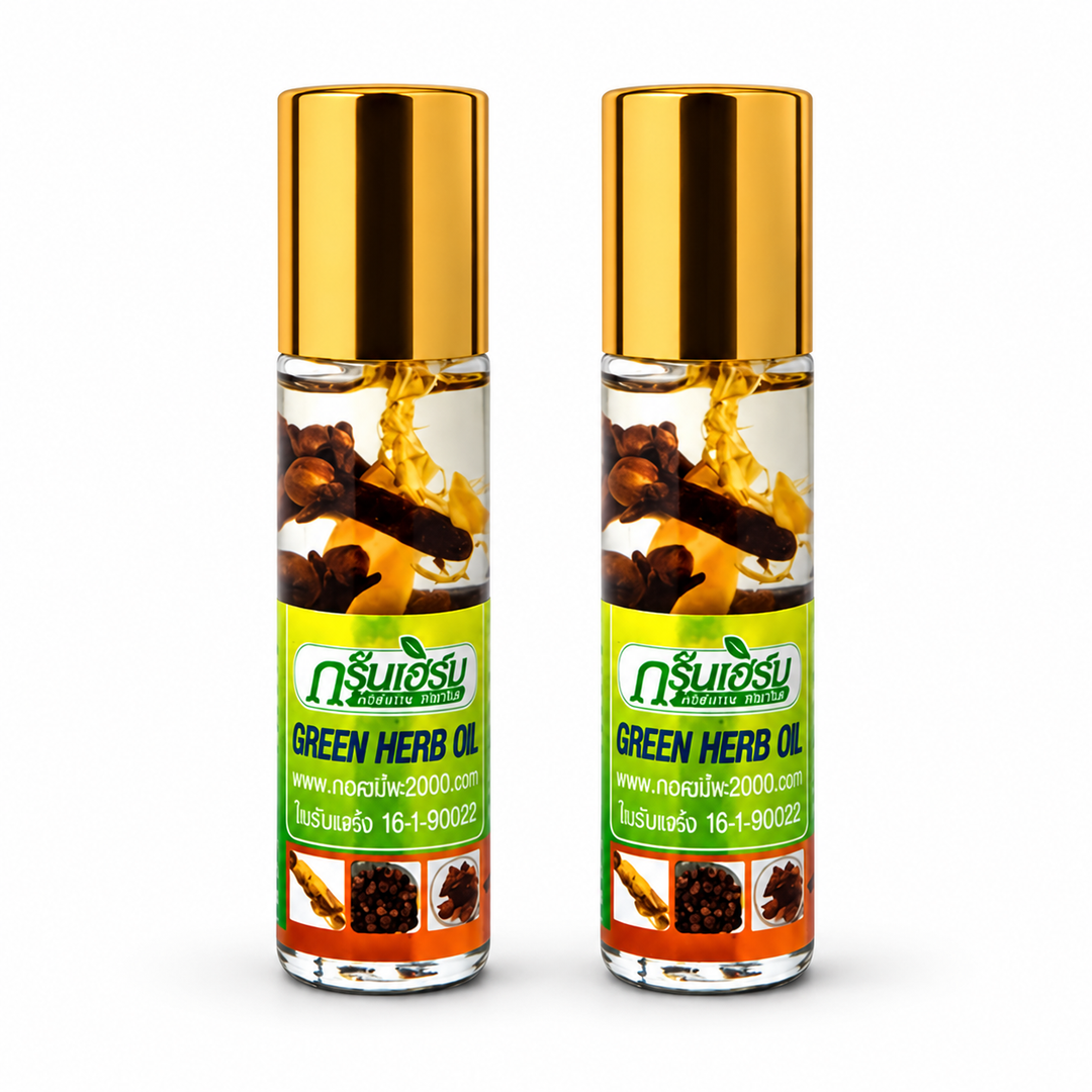 Thai Green Herb Oil Roll-On 8 ml — Pack of 2 — exact sold quantity on white