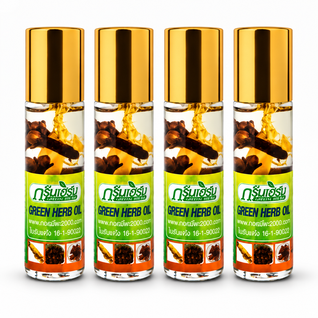 Thai Green Herb Oil Roll-On 8 ml — Pack of 4 — exact sold quantity on white