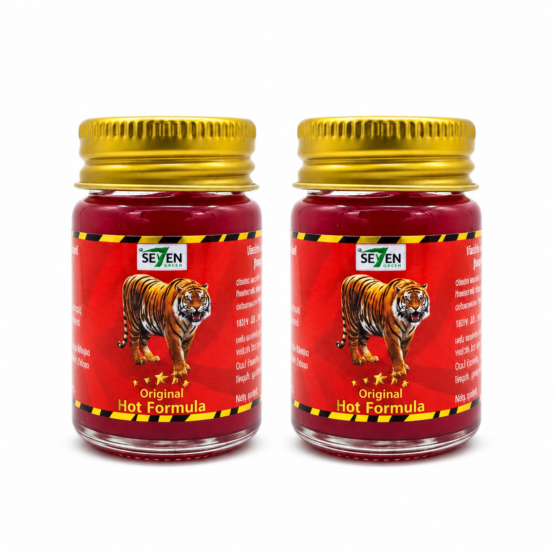 Green Seven Original Hot Formula Thai Massage Balm 50 g — Pack of 2 — exact sold quantity on white
