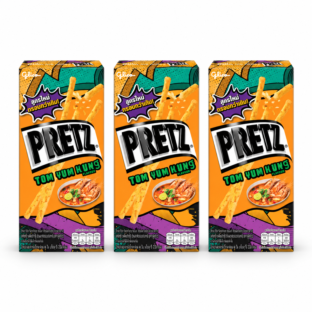 Glico Pretz Tom Yum Kung Biscuit Sticks 23 g – 3 Boxes