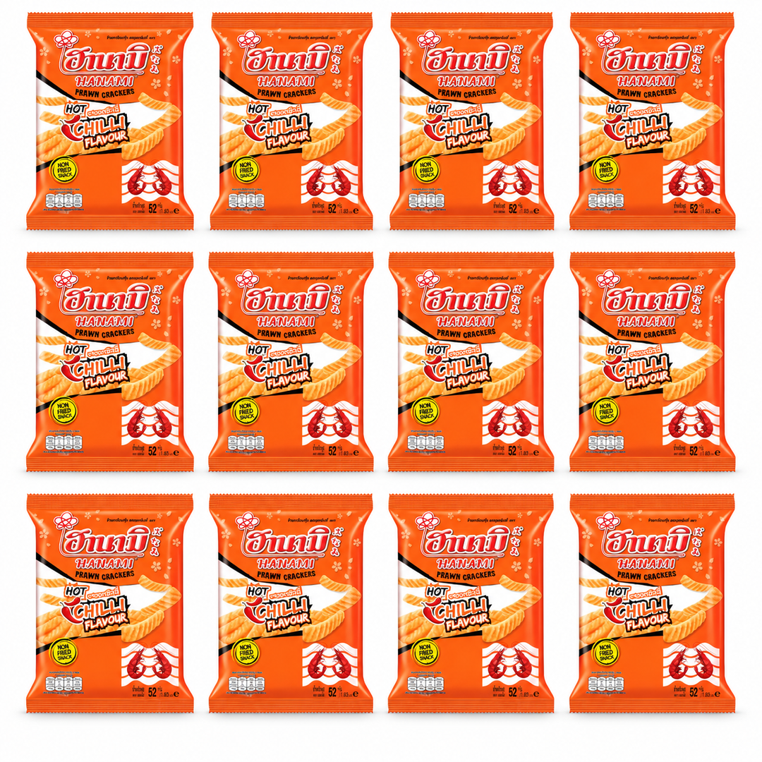 Hanami Hot Chilli Prawn Crackers 52 g – 12 Bags