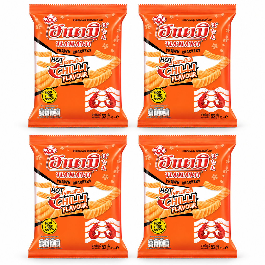Hanami Hot Chilli Prawn Crackers 52 g – 4 Bags