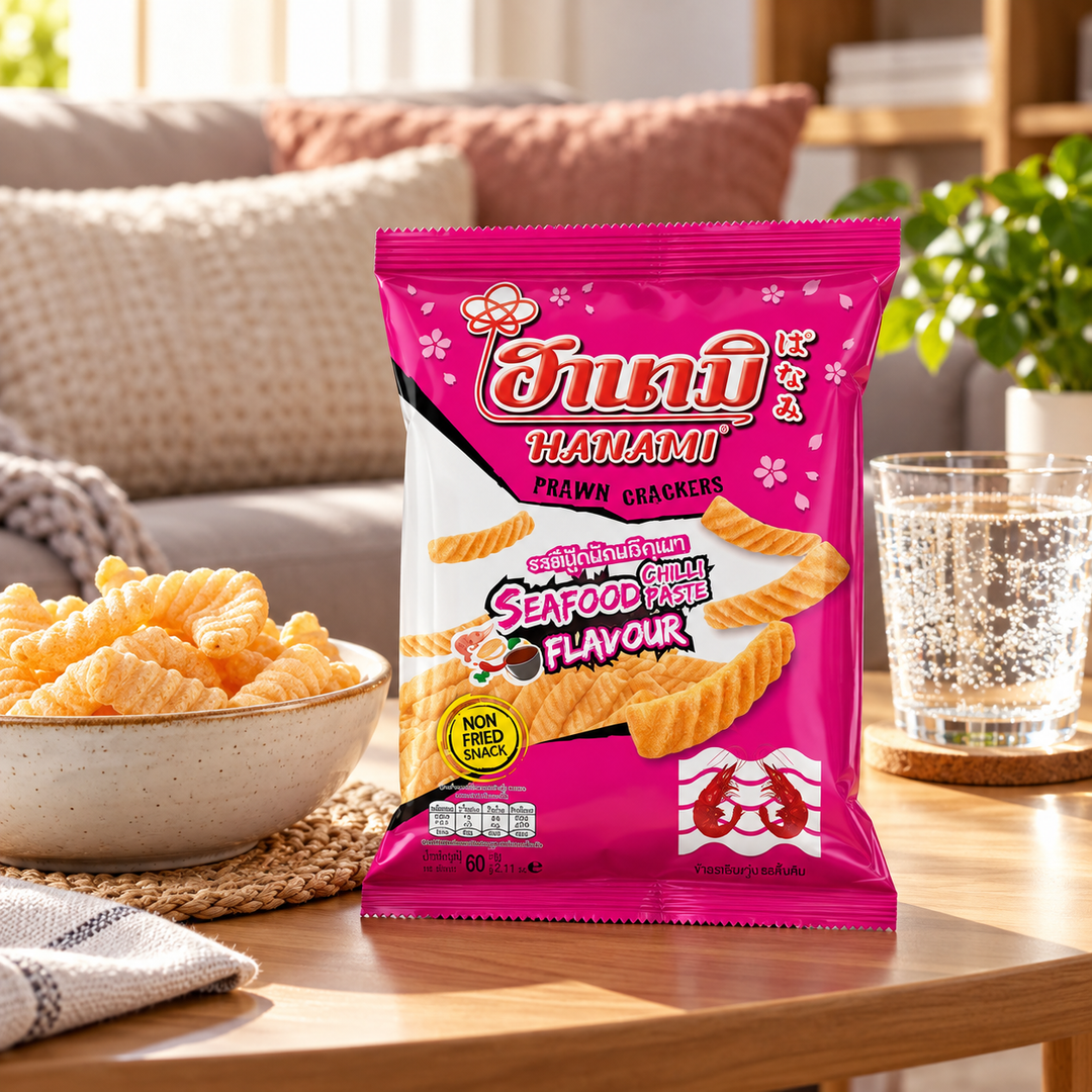 Hanami Seafood Chilli Prawn Crackers 60 g – 12 Bags — lifestyle 1