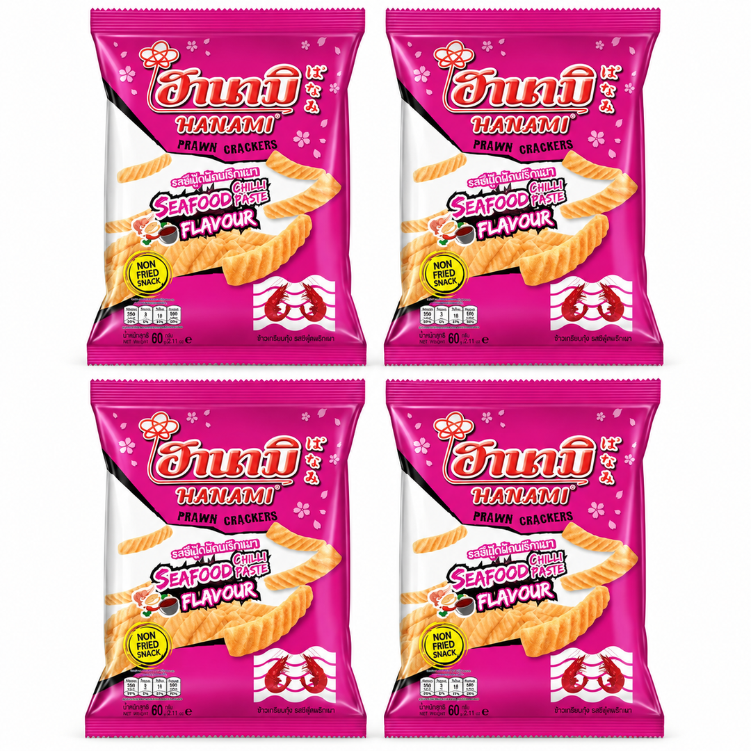 Hanami Seafood Chilli Prawn Crackers 60 g – 4 Bags