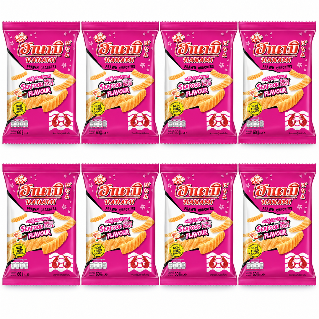 Hanami Seafood Chilli Prawn Crackers 60 g – 8 Bags