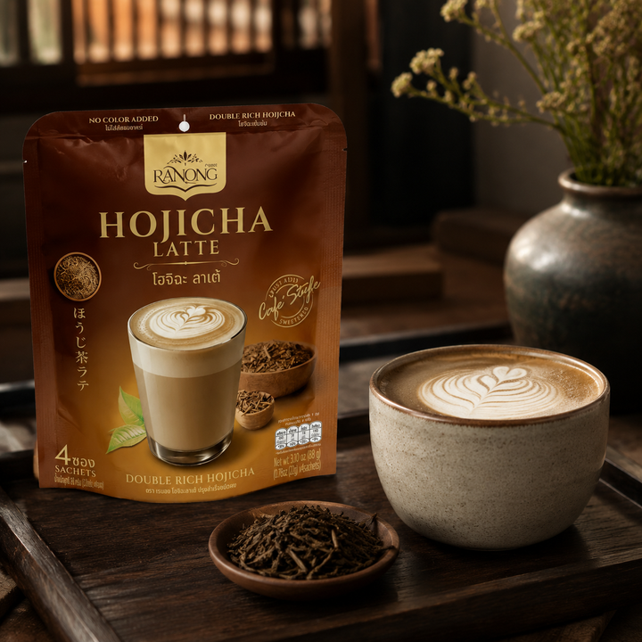 Ranong Double Rich Hojicha Latte served hot
