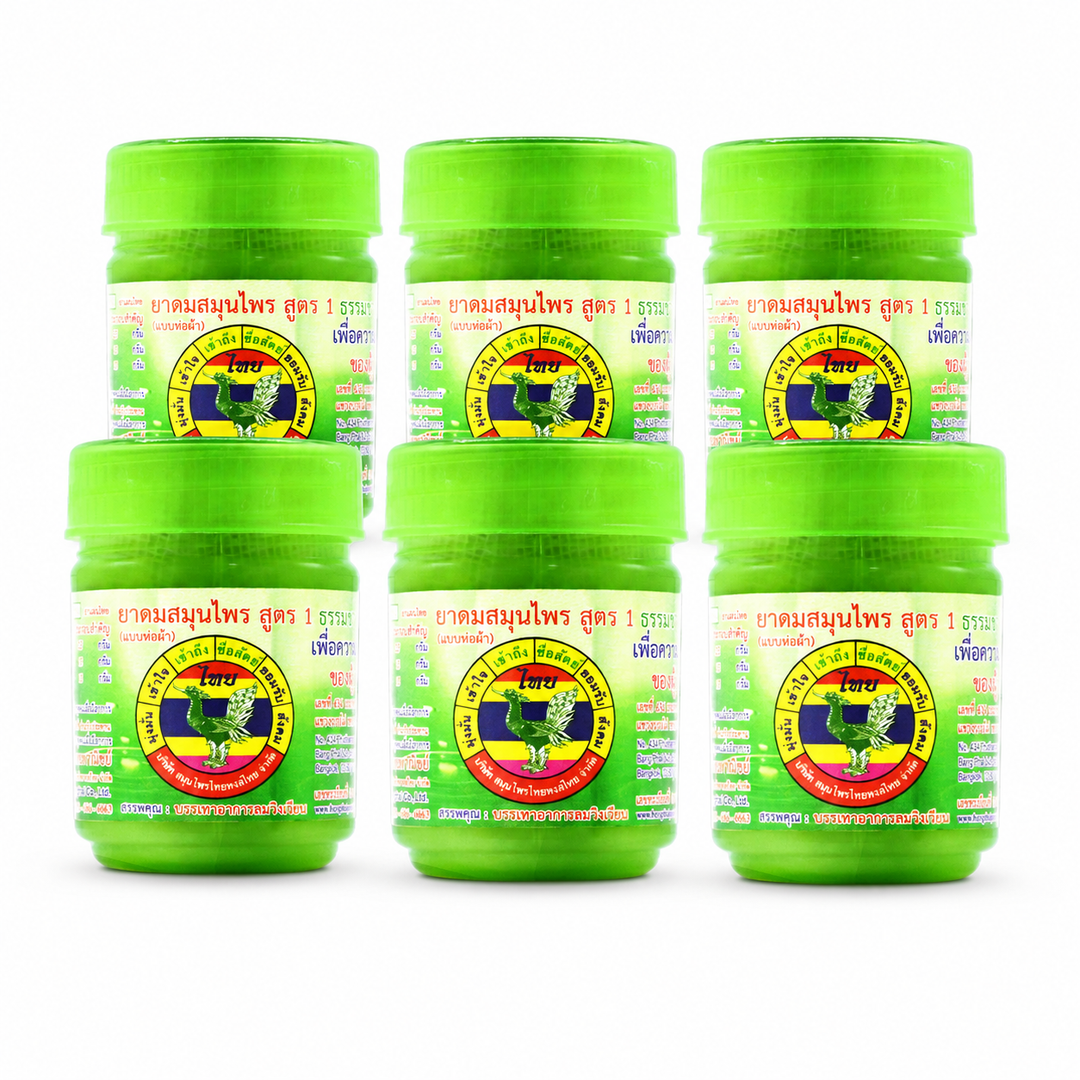 Original Hong Thai Formula 1 Green herbal cotton inhaler – pack of 6