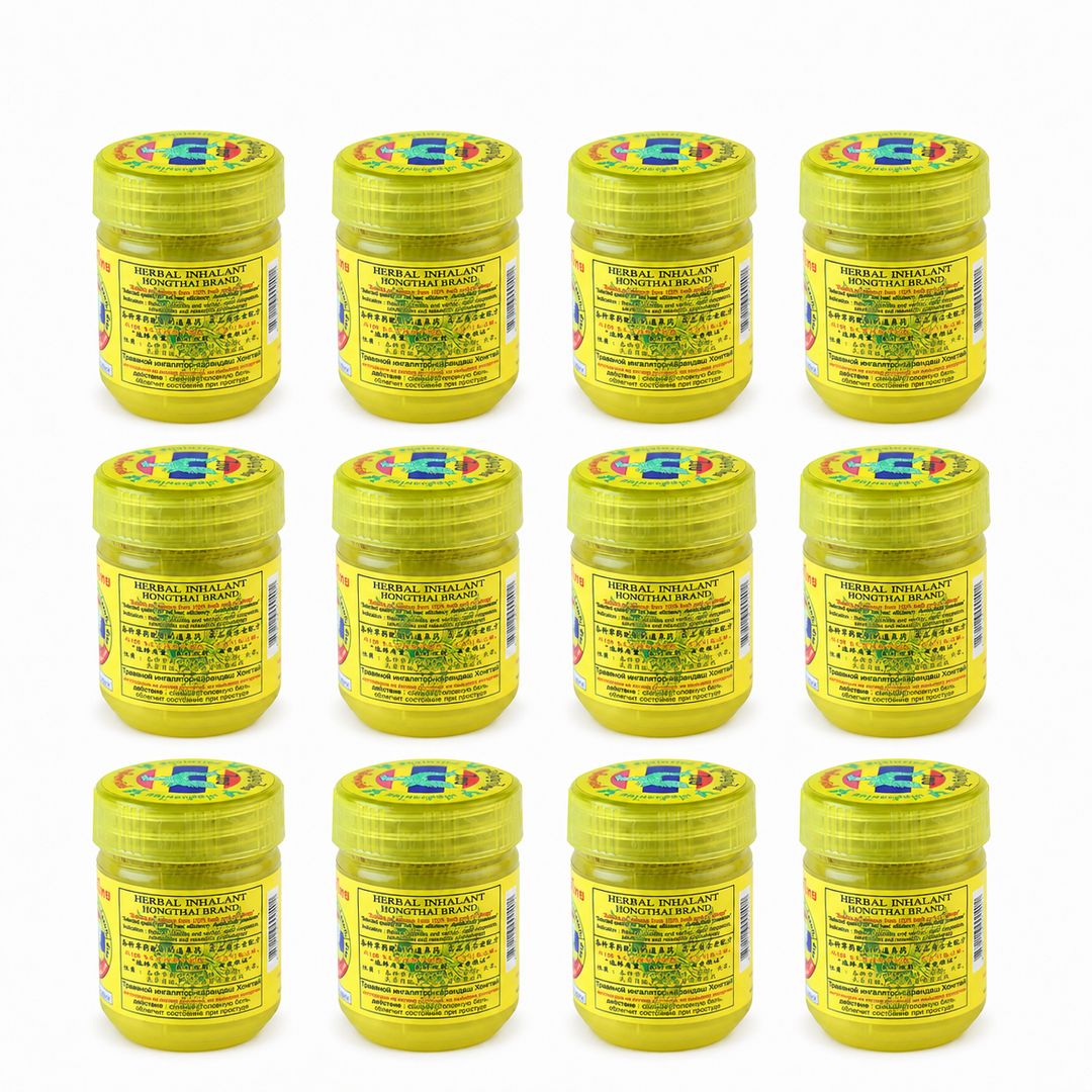 Original Hong Thai Formula 1 Yellow herbal inhaler – pack of 12 × 25 g