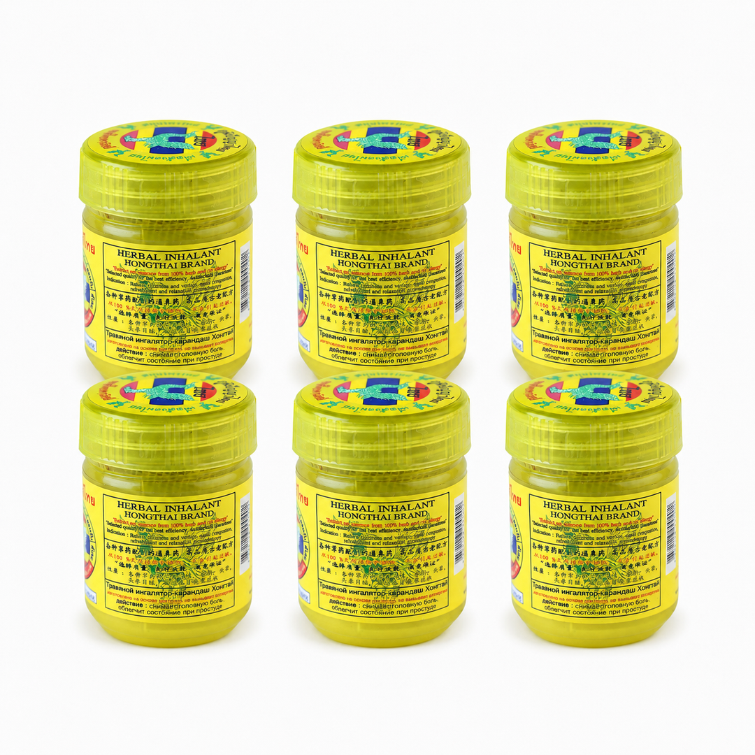 Original Hong Thai Formula 1 Yellow herbal inhaler – pack of 6 × 25 g