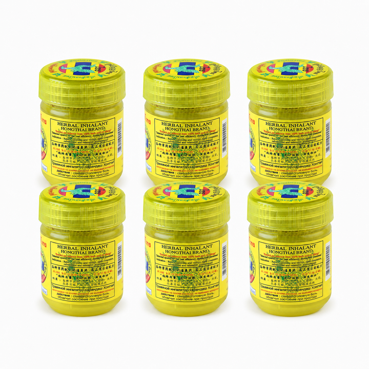 Original Hong Thai Formula 1 Yellow herbal inhaler – pack of 6 × 25 g