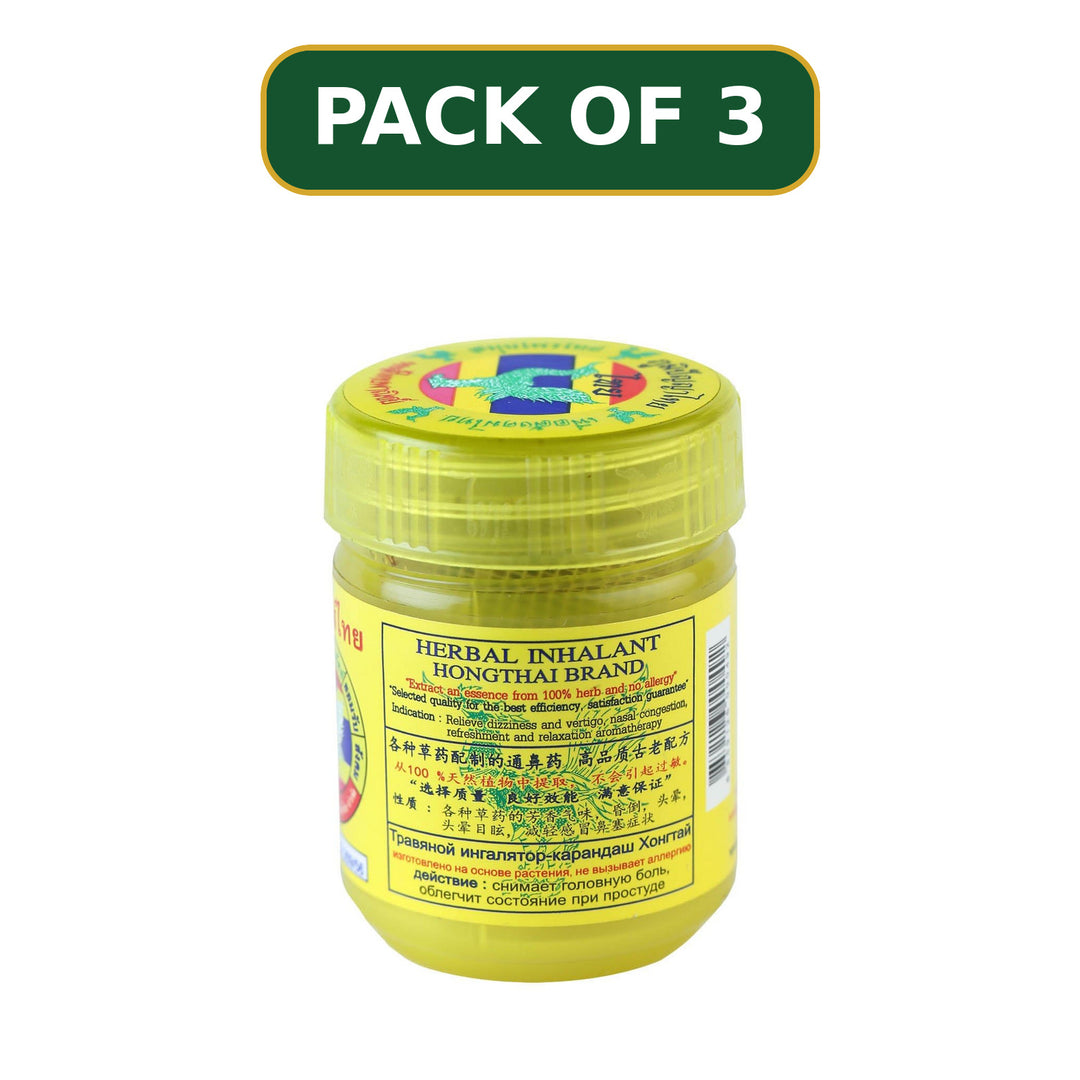 Hong Thai Formula 1 Yellow herbal inhaler 25 g, pack of 3