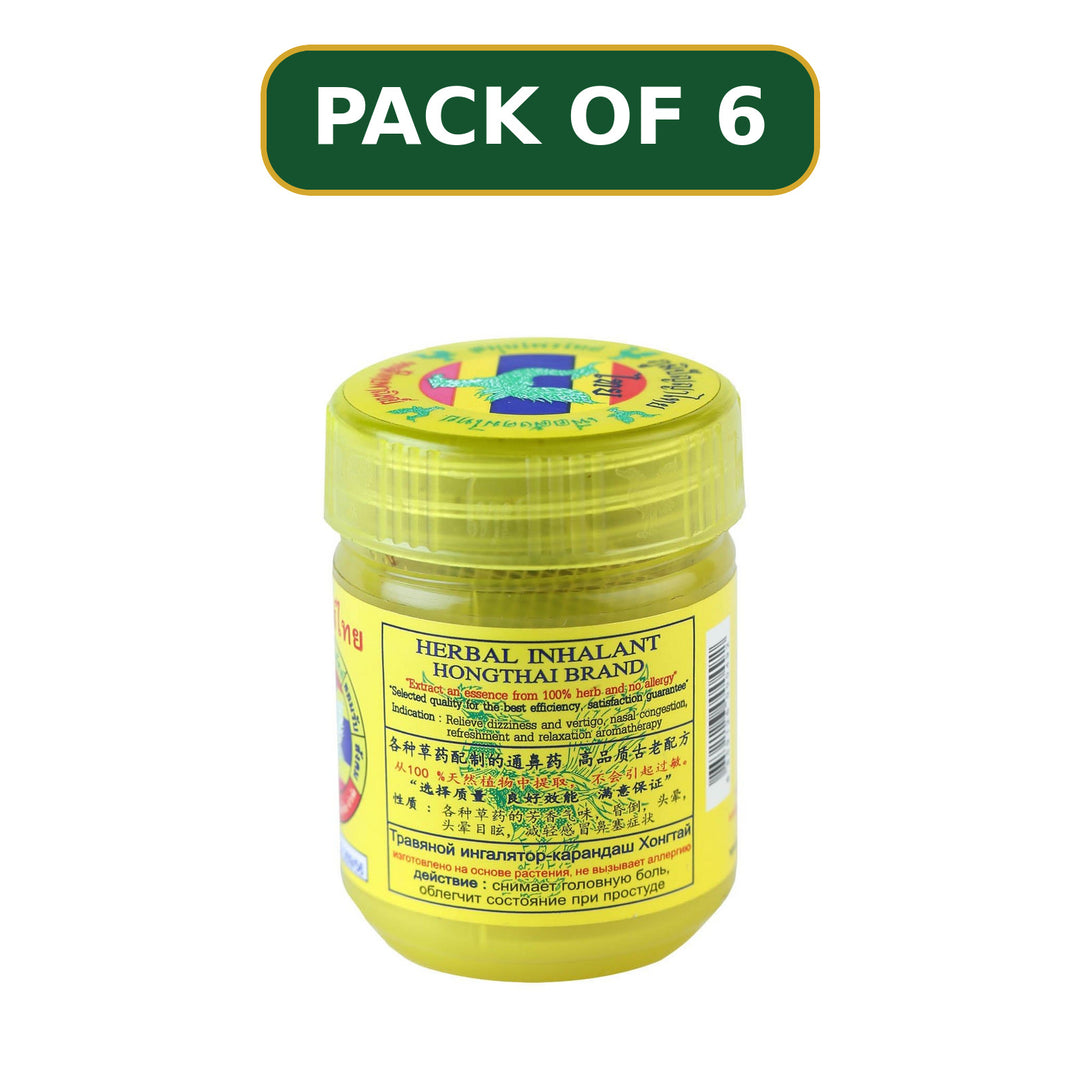Hong Thai Formula 1 Yellow herbal inhaler 25 g, pack of 6