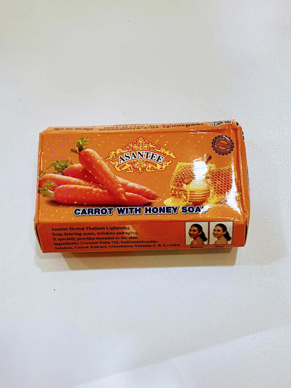 Asantee Carrot & Honey Herbal Soap – Skin Brightening, Anti-Acne & Moisturizing – 6 Bars x 125g – Thai Natural Skincare