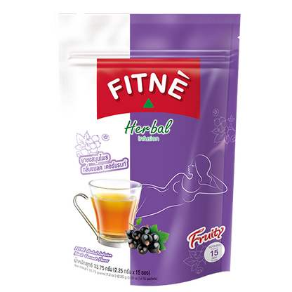 FITNE Herbal Infusion Tea – Black Currant Flavored Detox & Slimming Tea (3 Packs x 15 Sachets)