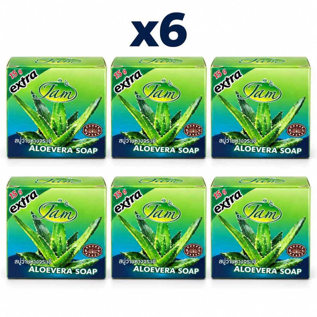 JAM Aloe Vera Soap 65 g — 6 Bars — exactly 6 individual retail packages