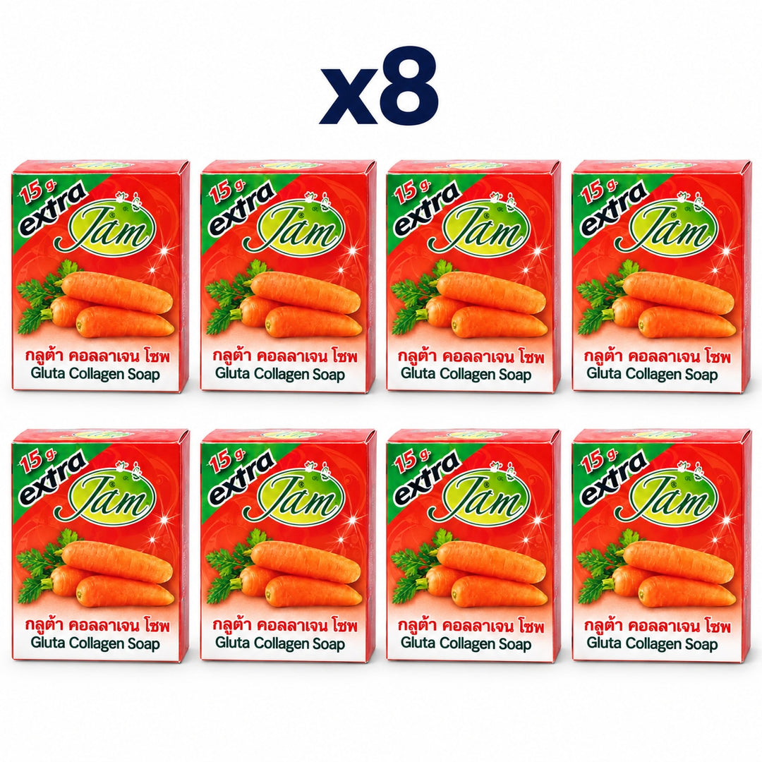 JAM Carrot Gluta Collagen Soap 70 g — 8 Bars — exactly 8 individual retail packages