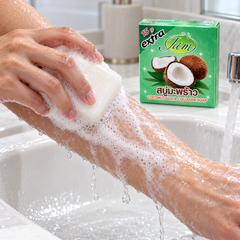 JAM Coconut Gluta Collagen soap used on wet skin