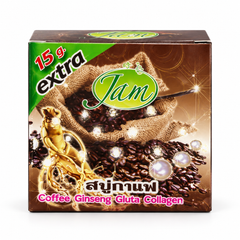 One JAM Coffee 65 g soap box on white