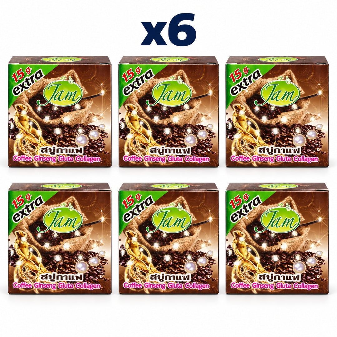 JAM Coffee Soap 65 g — 6 Bars — exactly 6 individual retail packages