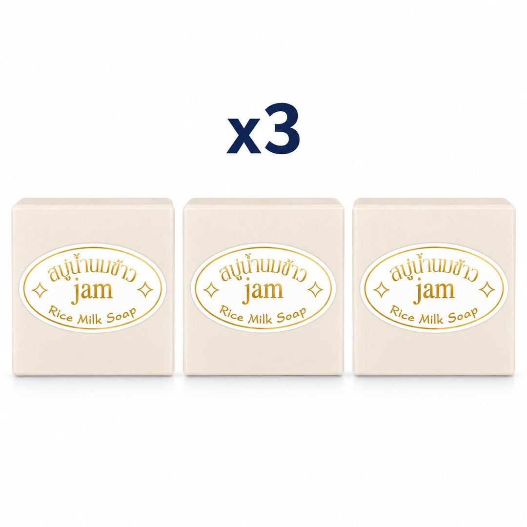 Jam Rice Milk Soap 65 g — 3 Bars — exactly 3 individual retail packages