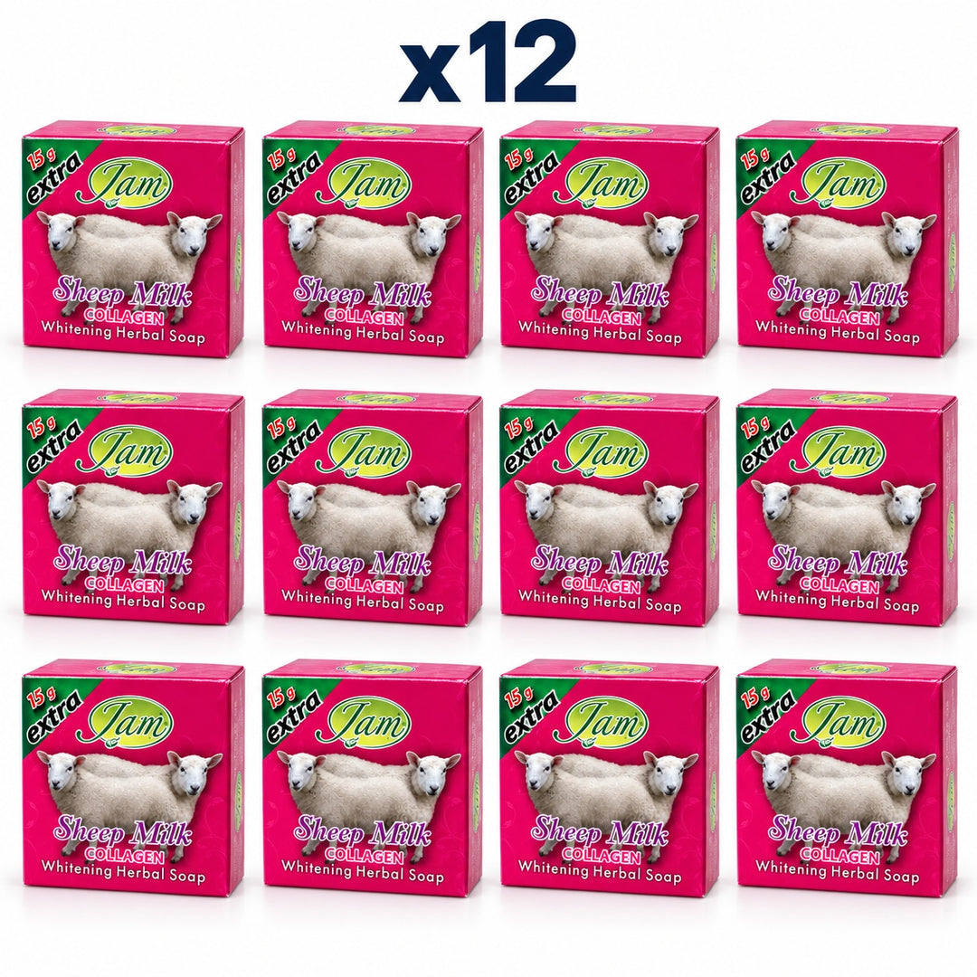 JAM Sheep Milk Collagen Soap 65 g — 12 Bars — multipack cover showing 12 soaps