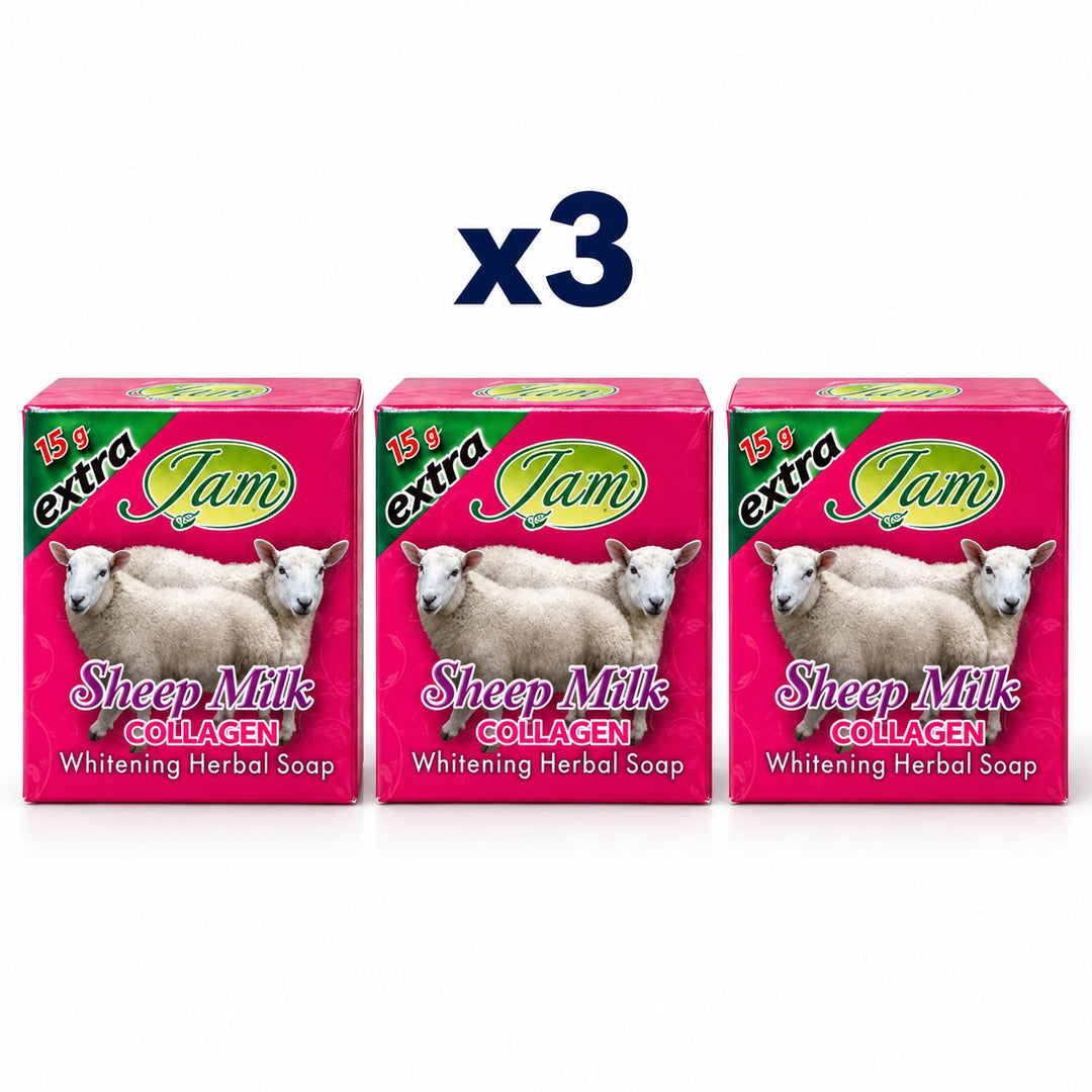 JAM Sheep Milk Collagen Soap 65 g — 3 Bars — multipack cover showing 3 soaps