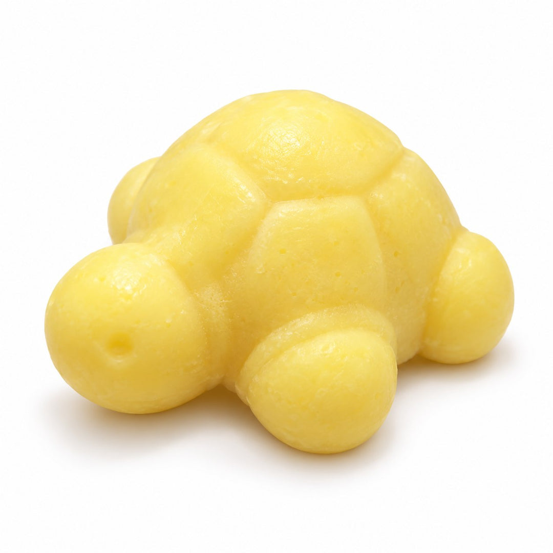 JAM Smiling Turtle 70 g, pale yellow turtle-shaped soap on white