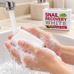 JAM Snail Facial Soap lathered under running water