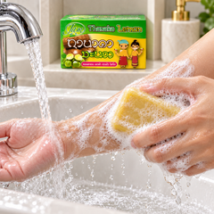 JAM Thanaka Lemon Facial Soap used on wet skin
