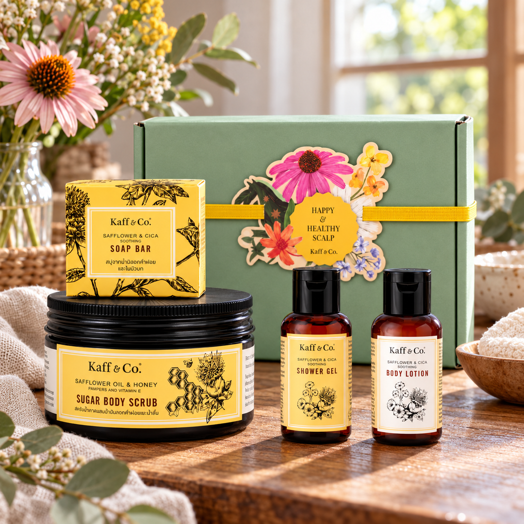 Kaff & Co Gentle Care Gift Set — Scrub 240 g, Soap 50 g, Shower Gel & Lotion 40 ml Each — 2 Sets — lifestyle 1