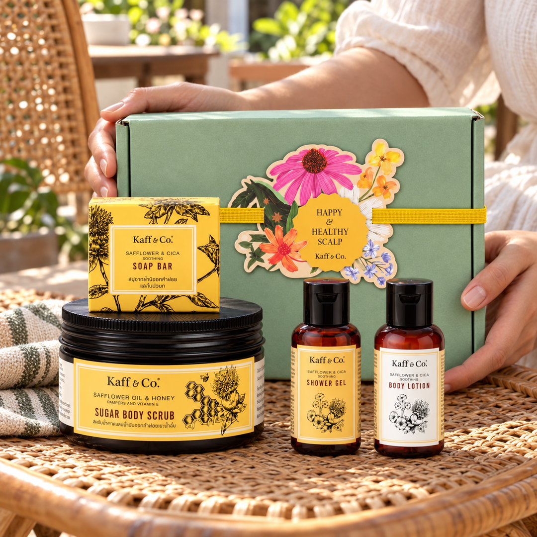 Kaff & Co Gentle Care Gift Set — Scrub 240 g, Soap 50 g, Shower Gel & Lotion 40 ml Each — 2 Sets — lifestyle 2