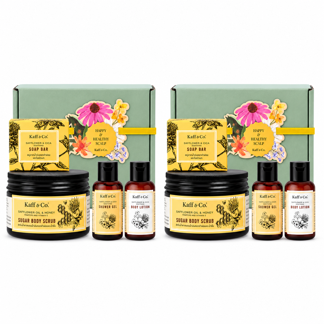 Kaff & Co Gentle Care Gift Set — Scrub 240 g, Soap 50 g, Shower Gel & Lotion 40 ml Each — 2 Sets
