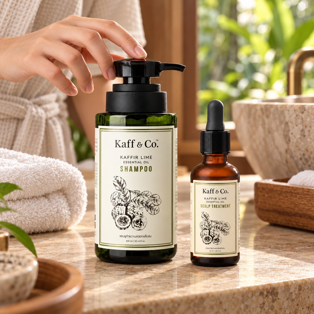 Kaff & Co Kaffir Lime Hair Set — Shampoo 300 ml & Scalp Treatment 50 ml — 2 Sets — lifestyle 2