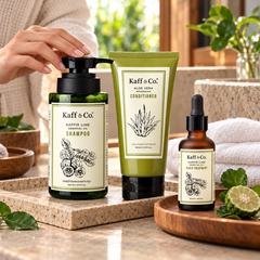 Kaff & Co Moisture Renewal Hair Set — Shampoo 300 ml, Conditioner 155 ml & Scalp Treatment 50 ml — 2 Sets — lifestyle 2