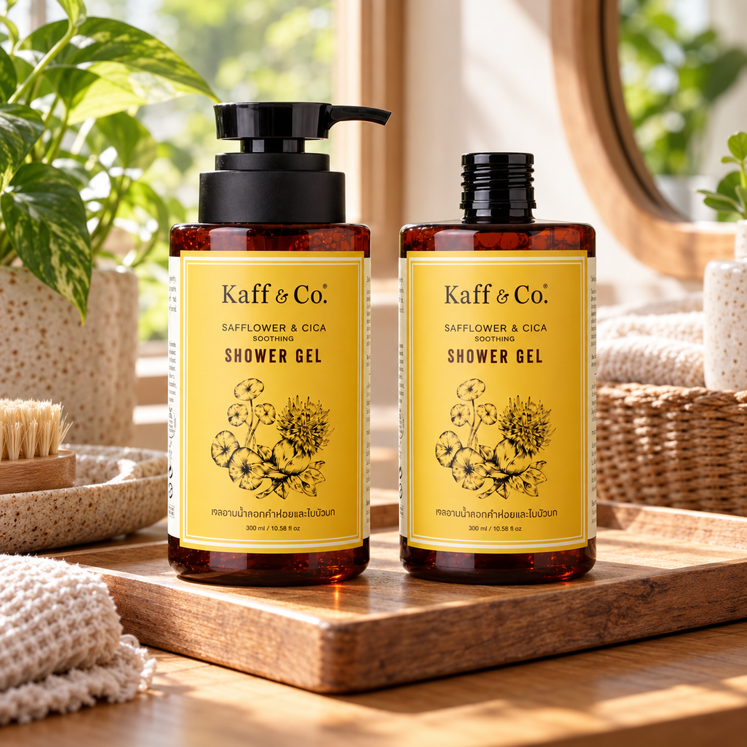 Kaff & Co Safflower & Cica Shower Gel & Refill — 300 ml + 300 ml — 2 Sets — lifestyle 1