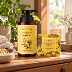 Kaff & Co Safflower & Cica Bath Set — Shower Gel 300 ml & Soap 125 g — 2 Sets — lifestyle 1