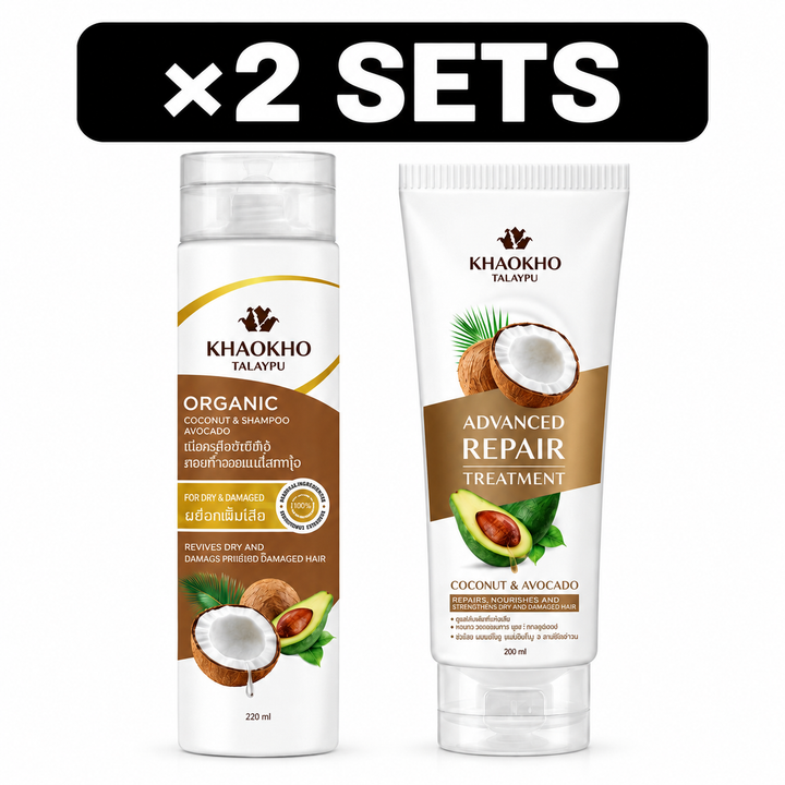 Khaokho Talaypu Coconut & Avocado Shampoo 220ml + Treatment 200ml – 2 Sets