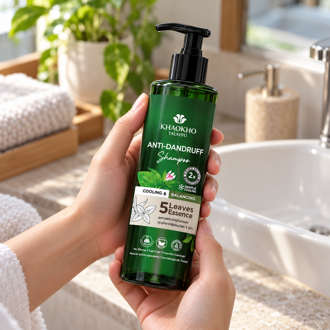 Khaokho Talaypu Five Leaves Essence Anti-Dandruff Shampoo 240 ml — 6 Bottles — lifestyle 2