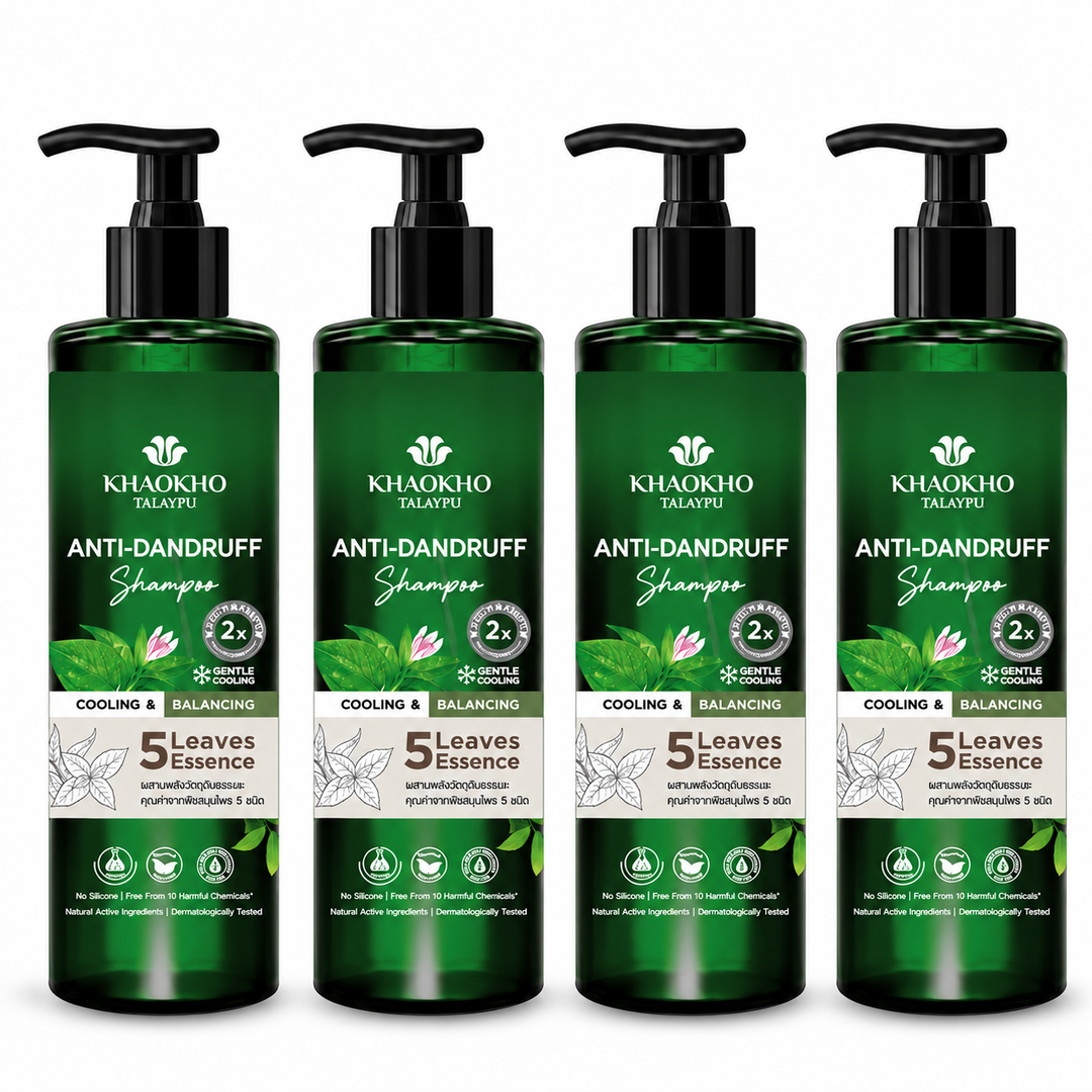Khaokho Talaypu Five Leaves Essence Anti-Dandruff Shampoo 240 ml — 4 Bottles