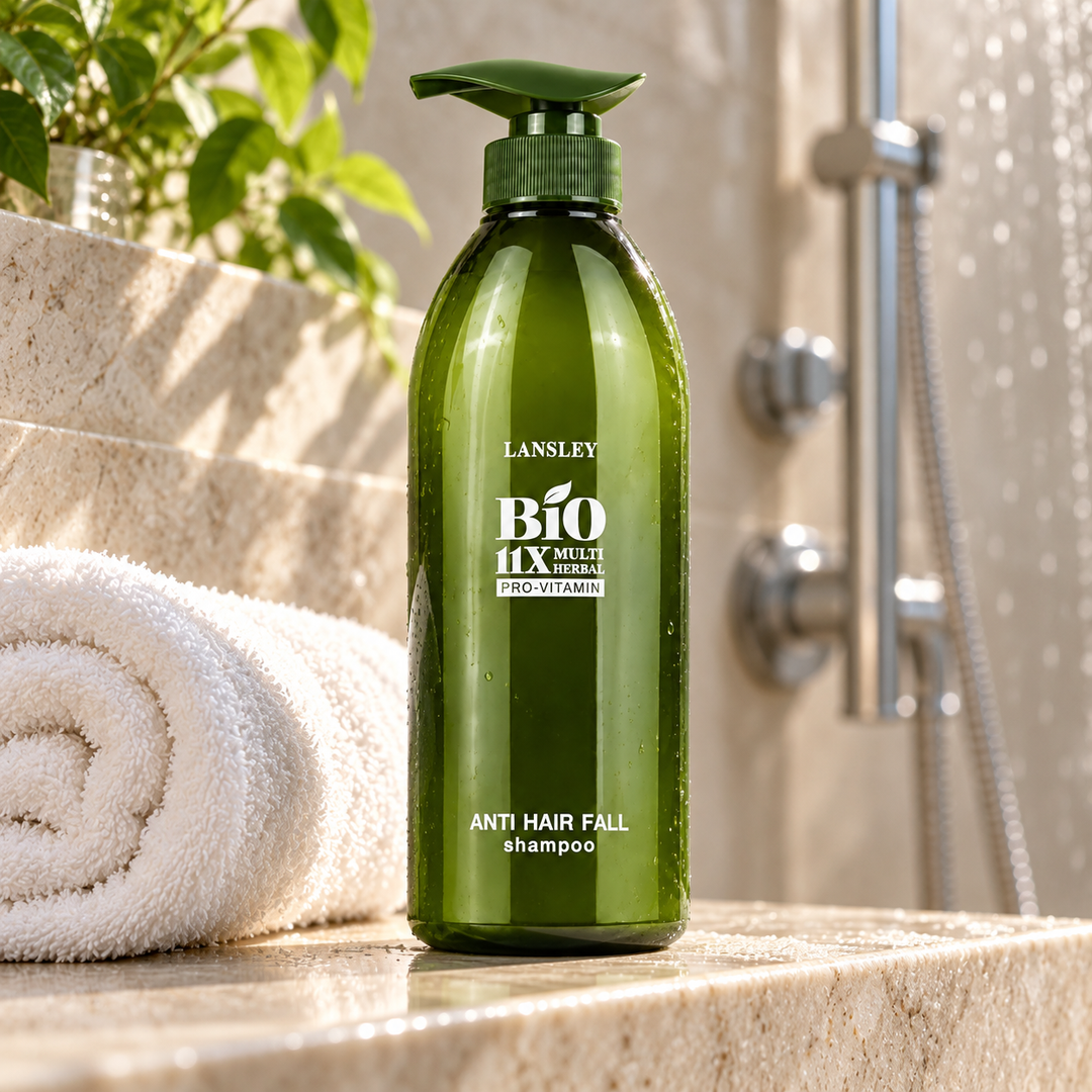Lansley Bio Pro-Vitamin Anti Hair Fall Shampoo 440 ml — lifestyle photograph