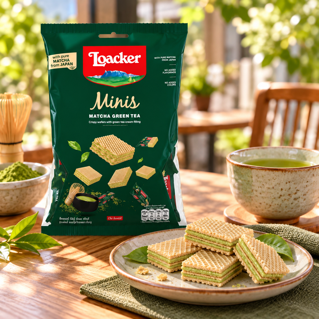 Loacker Minis Matcha Green Tea Wafers 70 g — lifestyle photograph