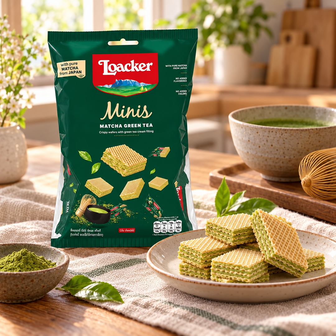 Loacker Minis Matcha Green Tea Wafers 70 g — lifestyle photograph
