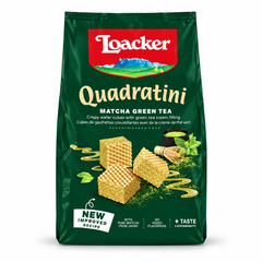 Loacker Quadratini Matcha Green Tea Wafers 110 g — original retail packaging