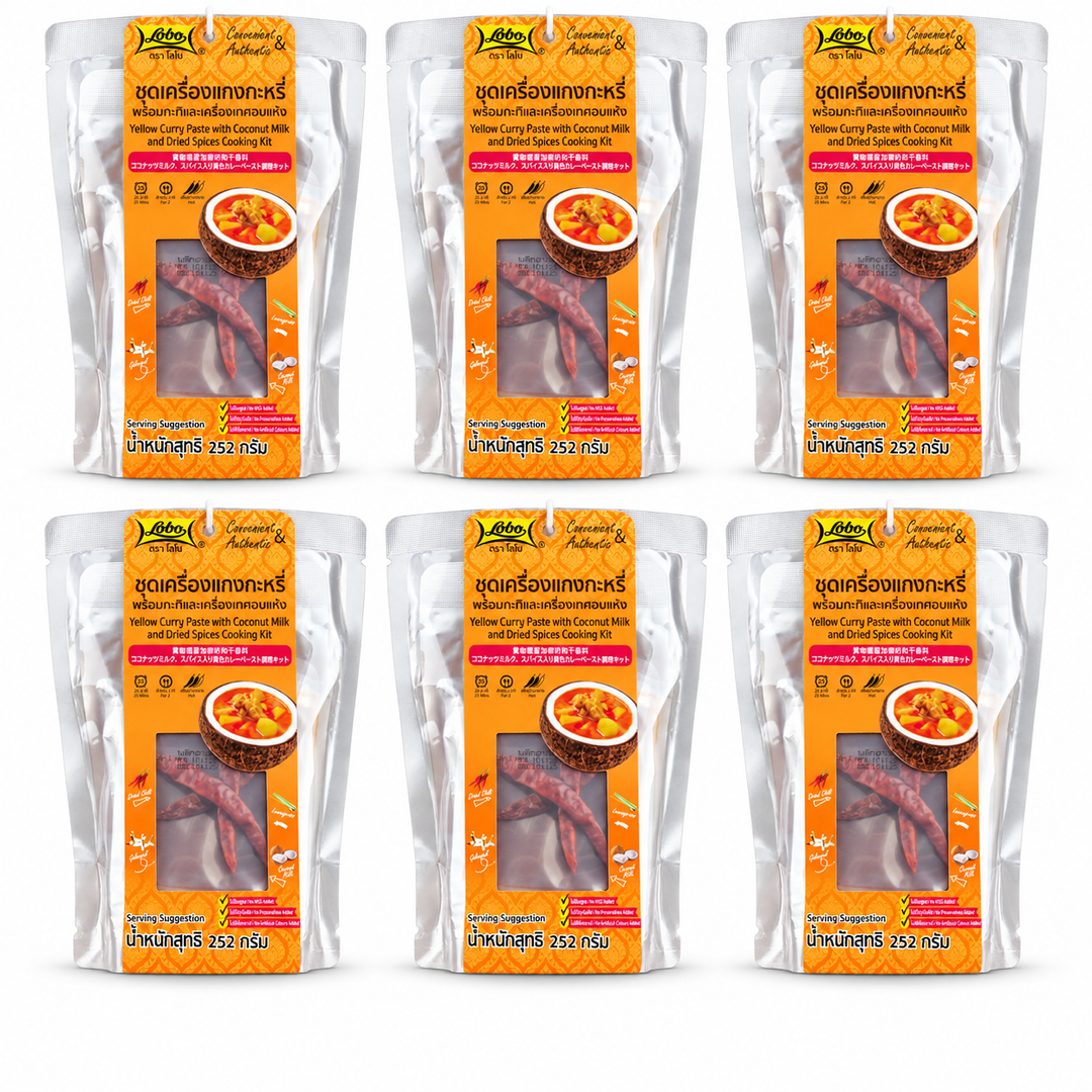Lobo Yellow Curry Cooking Kit with Coconut Milk & Dried Spices — 6 × 252 g — exact retail quantity