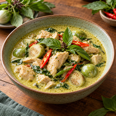 Green Curry Cooking Kit with Coconut Milk & Dried Spices recipe serving suggestion; fresh ingredients are not included