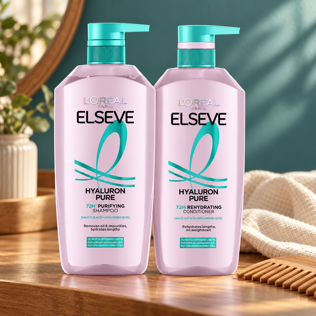 L'Oréal Paris Elseve Hyaluron Pure Shampoo 400 ml + Conditioner 375 ml Duo — lifestyle photograph 2