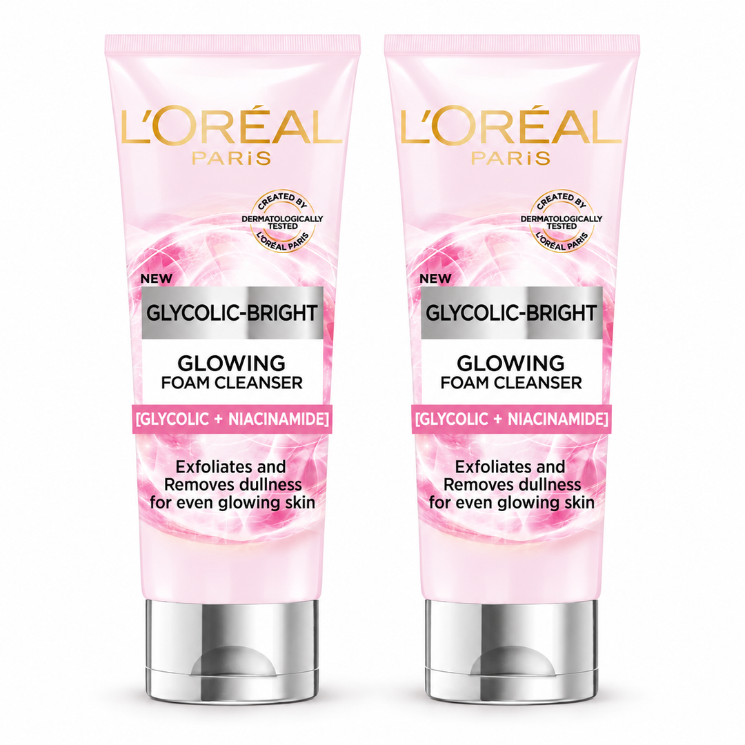 L'Oréal Paris Glycolic-Bright Glowing Daily Foam Cleanser Duo — 2 x 100 ml — main product photograph